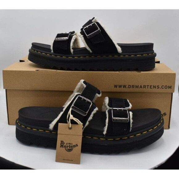 Dr Martens Mens Size 14 Myles‎ Black Suede Buckle Slide Sandals Shoes main image 11